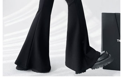 Designs) Flared Waist High Pants Plain (Various Dress