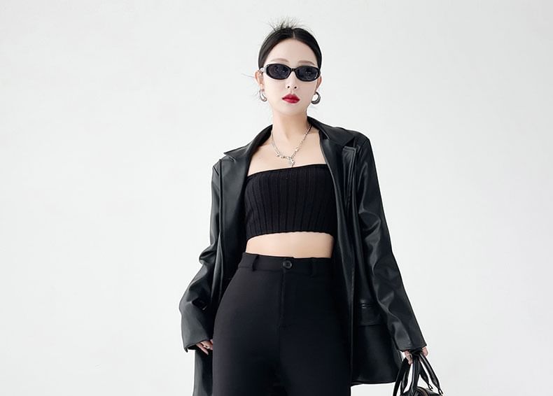 Designs) Flared Waist High Pants Plain (Various Dress