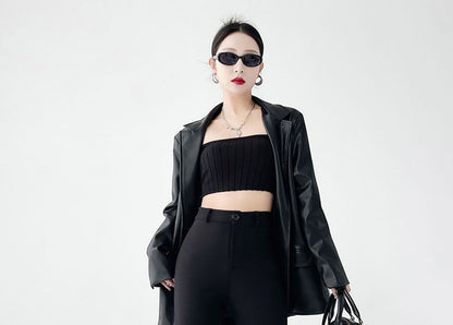 Designs) Flared Waist High Pants Plain (Various Dress