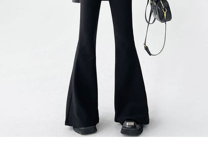 Designs) Flared Waist High Pants Plain (Various Dress