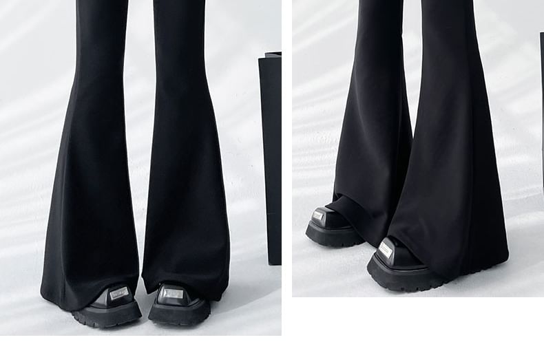 Designs) Flared Waist High Pants Plain (Various Dress