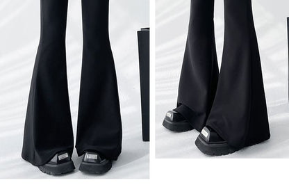 Designs) Flared Waist High Pants Plain (Various Dress