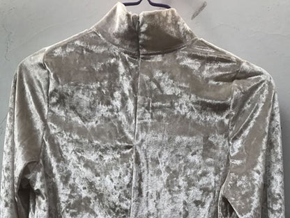 Neck Velvet Mesh Mock Top Long-Sleeve Panel