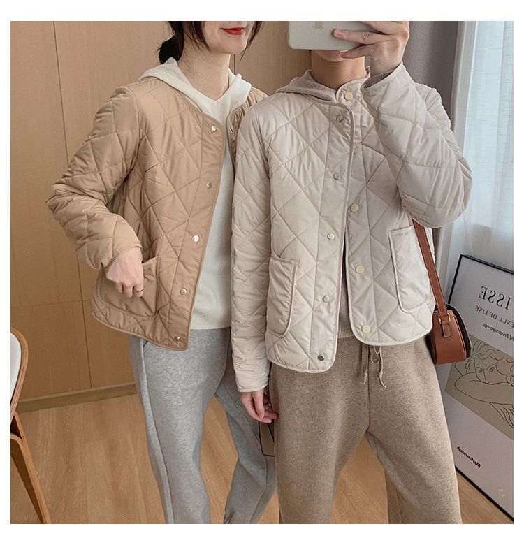 Button-Up Jacket Quilted V-Neck