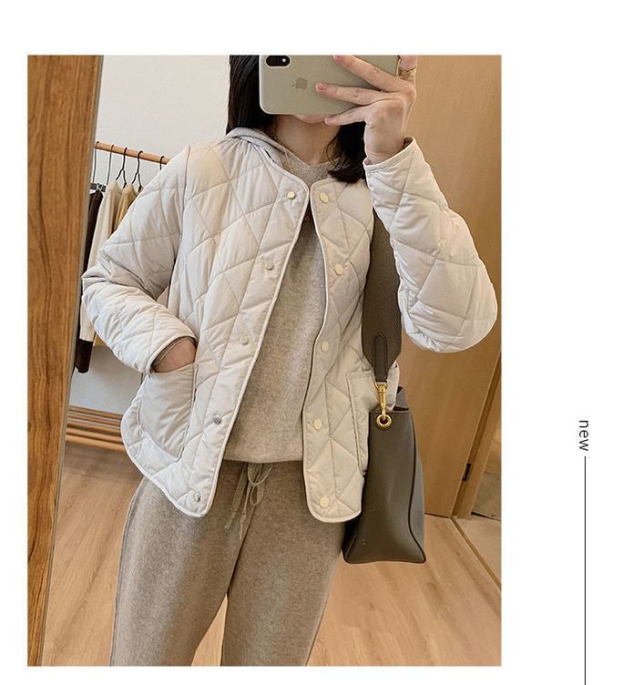 Button-Up Jacket Quilted V-Neck