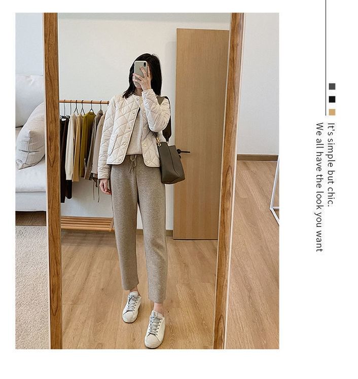 Button-Up Jacket Quilted V-Neck