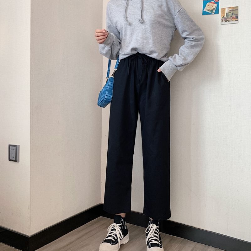 High Rise Pants Cargo Plain Wide Leg