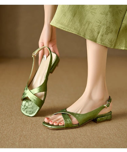 Sandals Jacquard Square-Toe Floral Slingback