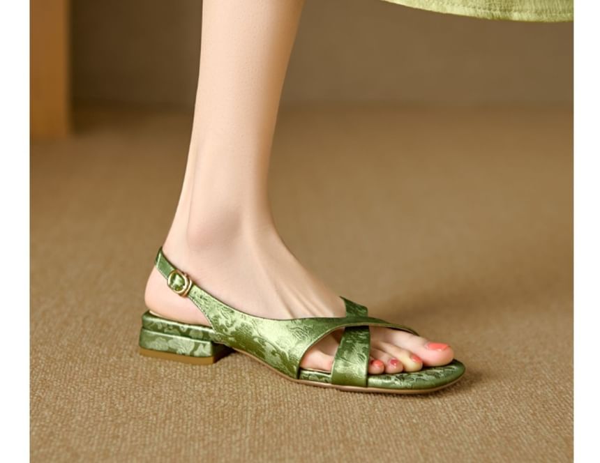 Sandals Jacquard Square-Toe Floral Slingback