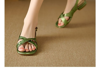 Sandals Jacquard Square-Toe Floral Slingback