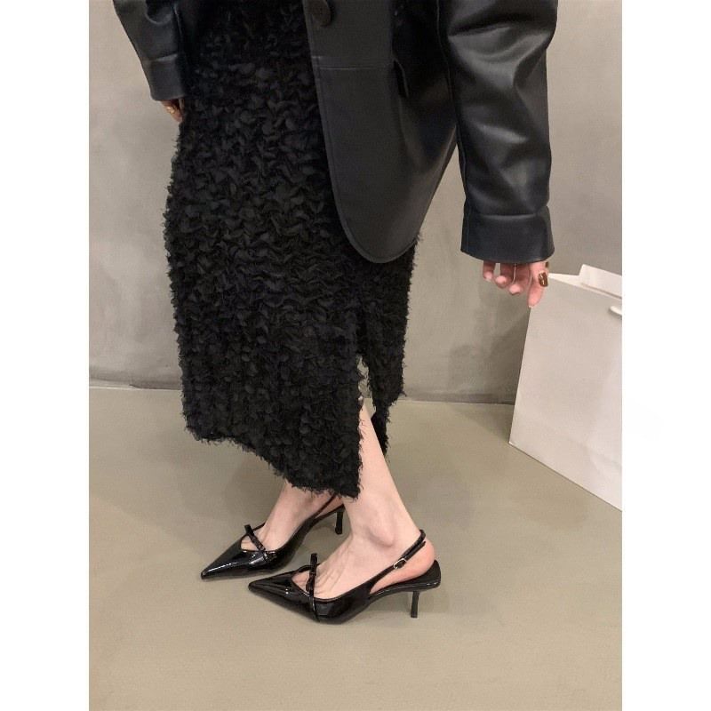 Heel Sandals Bow Pointy Slingback High