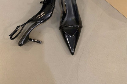 Heel Sandals Bow Pointy Slingback High
