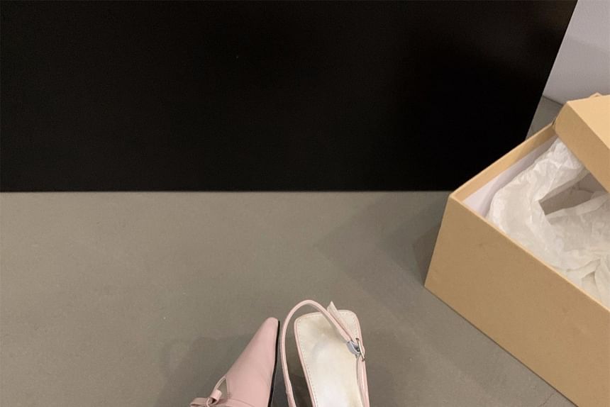 Heel Sandals Bow Pointy Slingback High