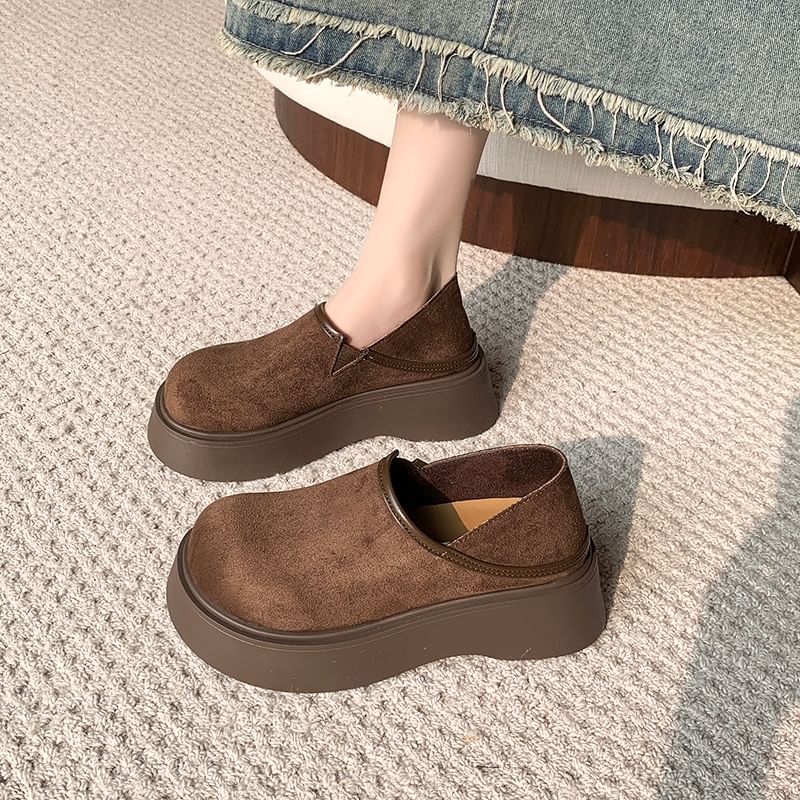 Suede Slip Ons Platform Faux