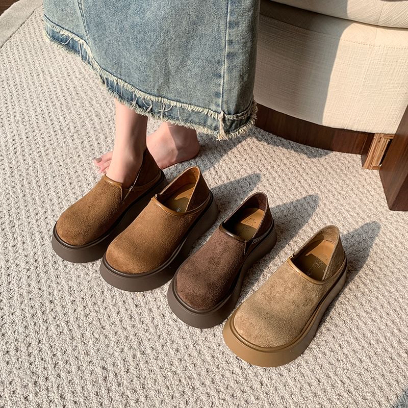 Suede Slip Ons Platform Faux