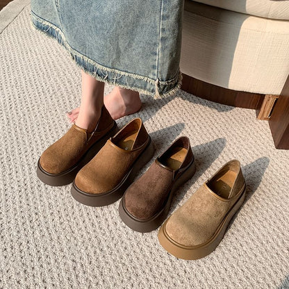 Suede Slip Ons Platform Faux