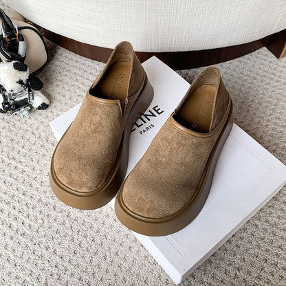 Suede Slip Ons Platform Faux