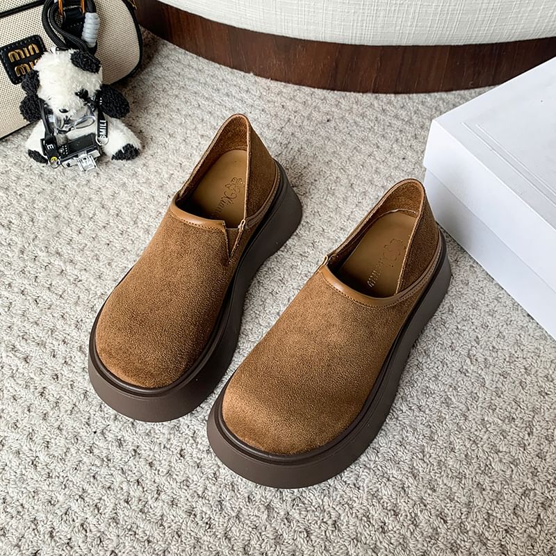 Suede Slip Ons Platform Faux