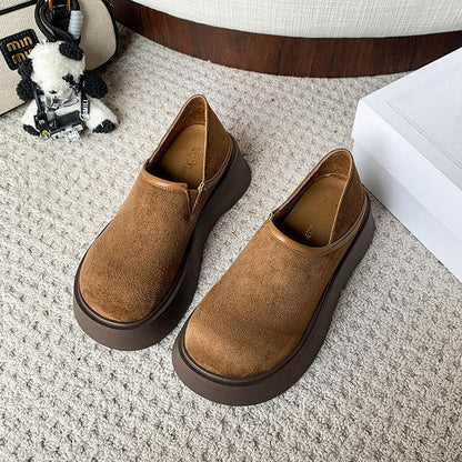 Suede Slip Ons Platform Faux