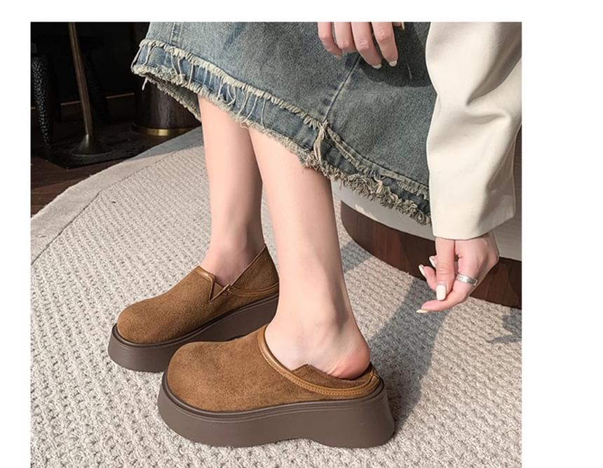 Suede Slip Ons Platform Faux