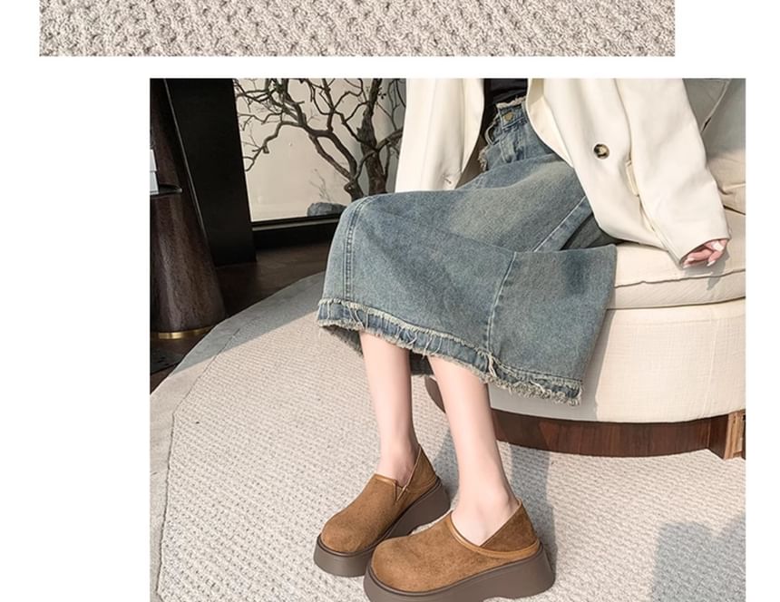 Suede Slip Ons Platform Faux