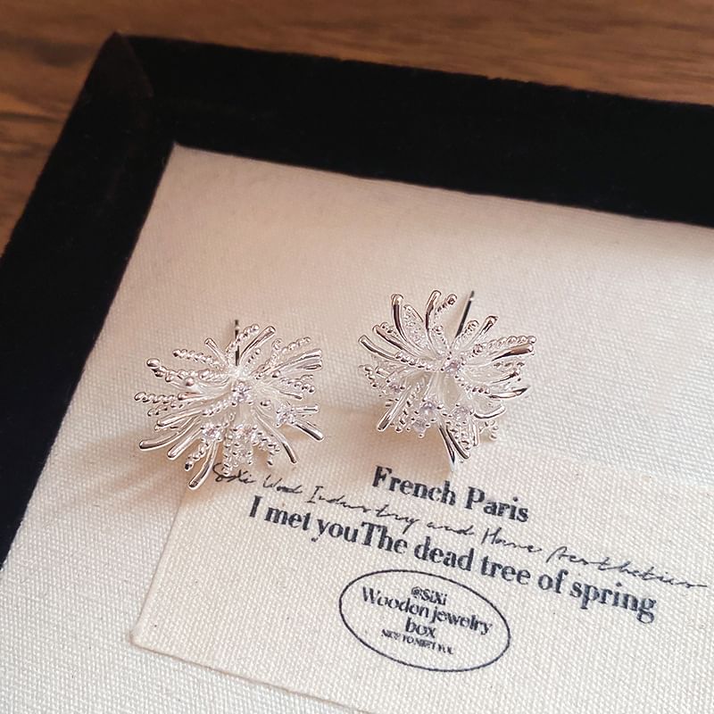 Flower CZ Earring Stud