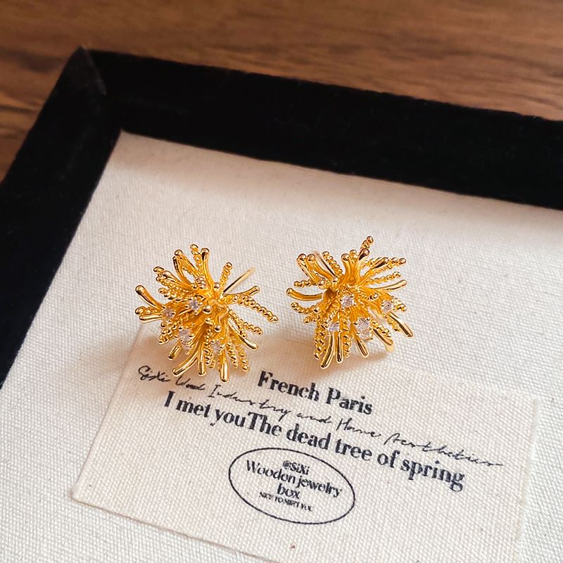 Flower CZ Earring Stud
