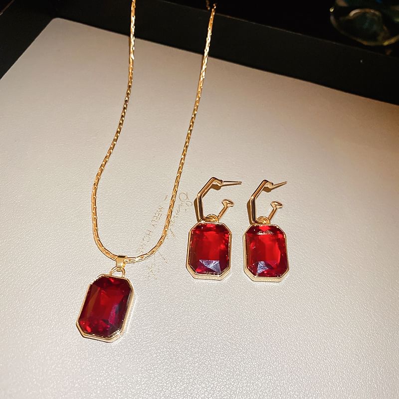 Hoop Drop Rhinestone Earring / Pendant Necklace