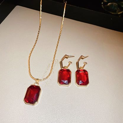 Hoop Drop Rhinestone Earring / Pendant Necklace