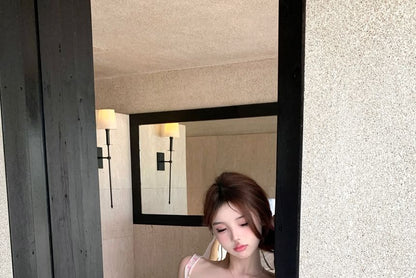 / Panel Print High Mini Patterned Bow Rise Lace Ruffle Top Floral Pencil Camisole Trim Skirt Mest