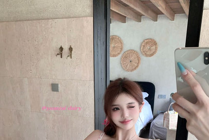 / Panel Print High Mini Patterned Bow Rise Lace Ruffle Top Floral Pencil Camisole Trim Skirt Mest