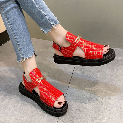 Croc Buckled Grain Sandals