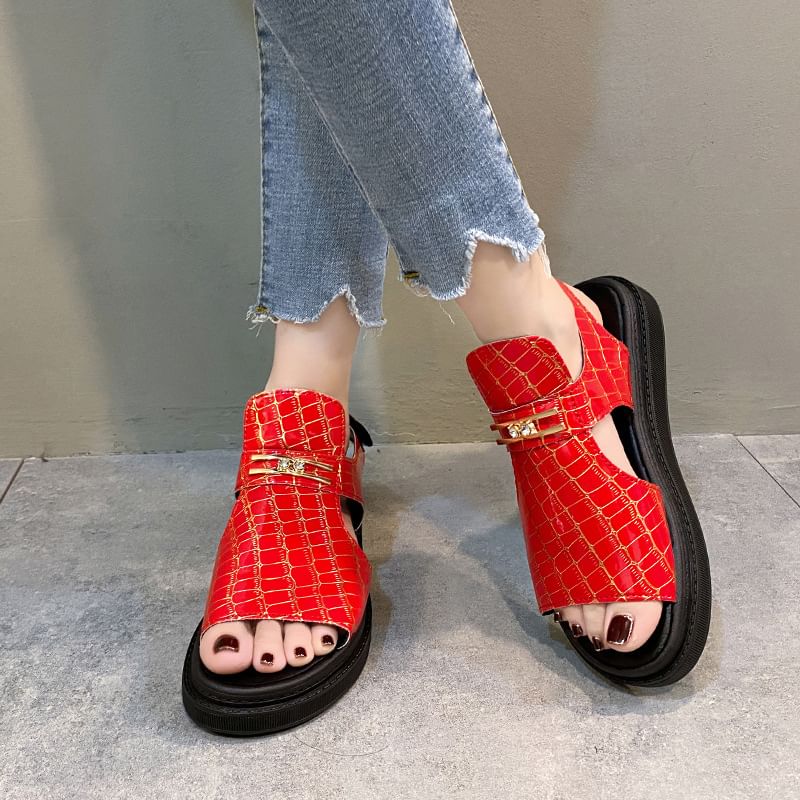 Croc Buckled Grain Sandals