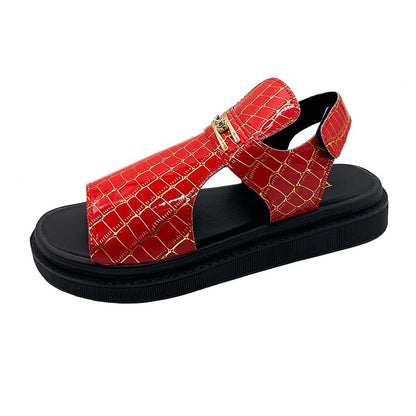 Croc Buckled Grain Sandals