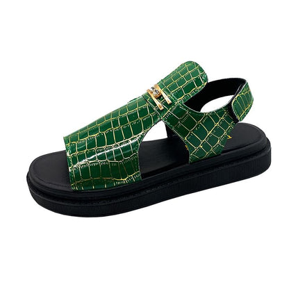 Croc Buckled Grain Sandals