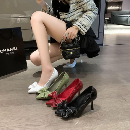 High Bow Pumps Pointy Heel