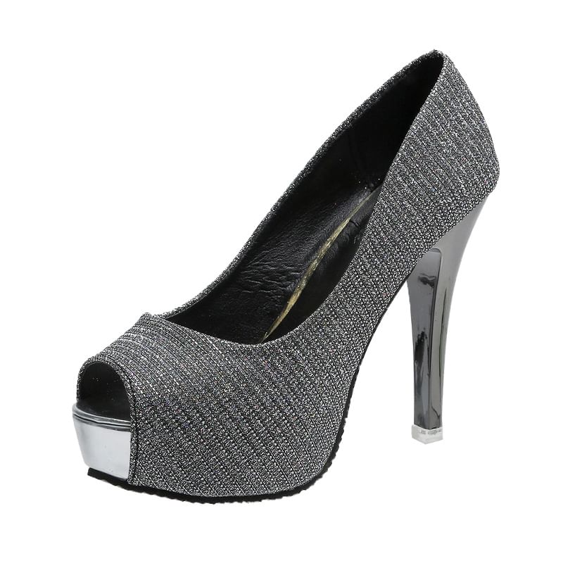 Platform Peep-Toe Stiletto Pump Glitter Heel