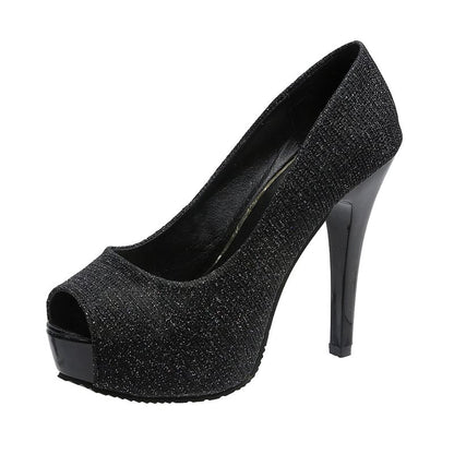 Platform Peep-Toe Stiletto Pump Glitter Heel
