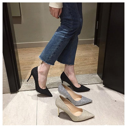 Pointy Pumps Stiletto Heel Glitter