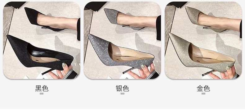 Pointy Pumps Stiletto Heel Glitter