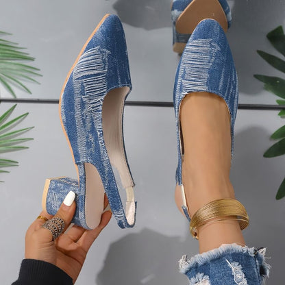 Chunky Printed Sandals Slingback Heel