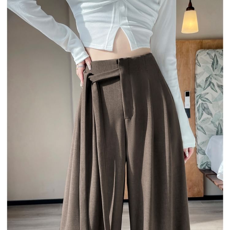 Rise Wide Plain Asymmetrical Designs) (Various Leg High Pants