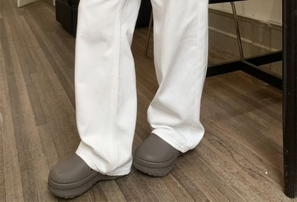 Fit Bow Embroidered Loose Waist Jeans High