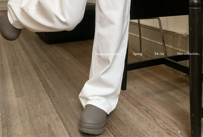 Fit Bow Embroidered Loose Waist Jeans High