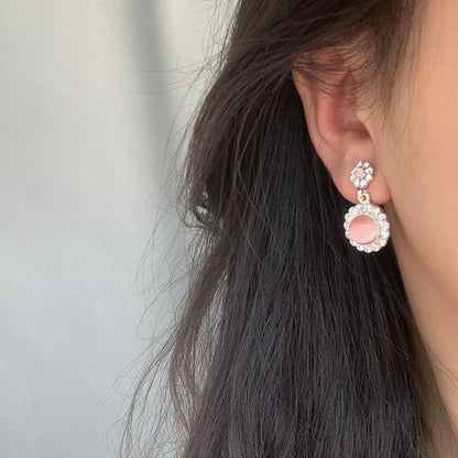 Drop Rhinestone / Cabochon Clip Earring On