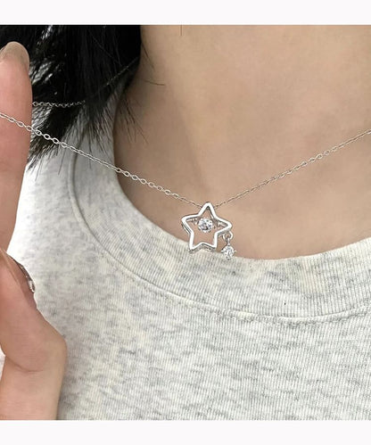 Star Pearl Pendant / Necklace Rhinestone Faux