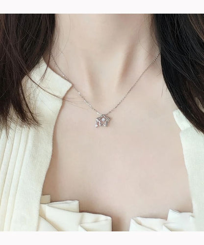 Star Pearl Pendant / Necklace Rhinestone Faux