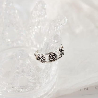 Set Ring Rhinestone Flower Open /