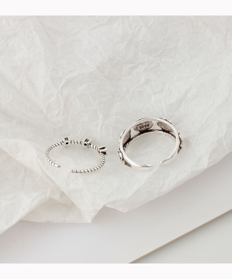 Set Ring Rhinestone Flower Open /