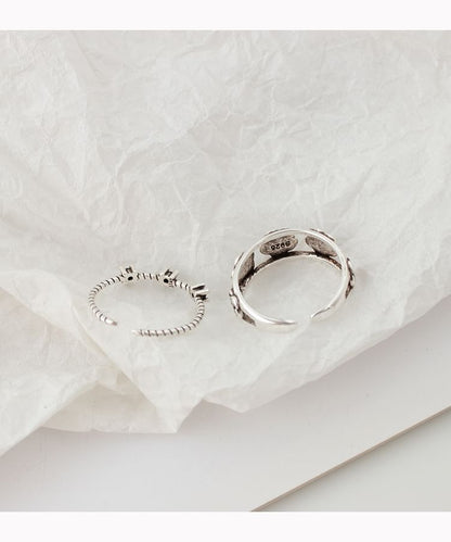 Set Ring Rhinestone Flower Open /